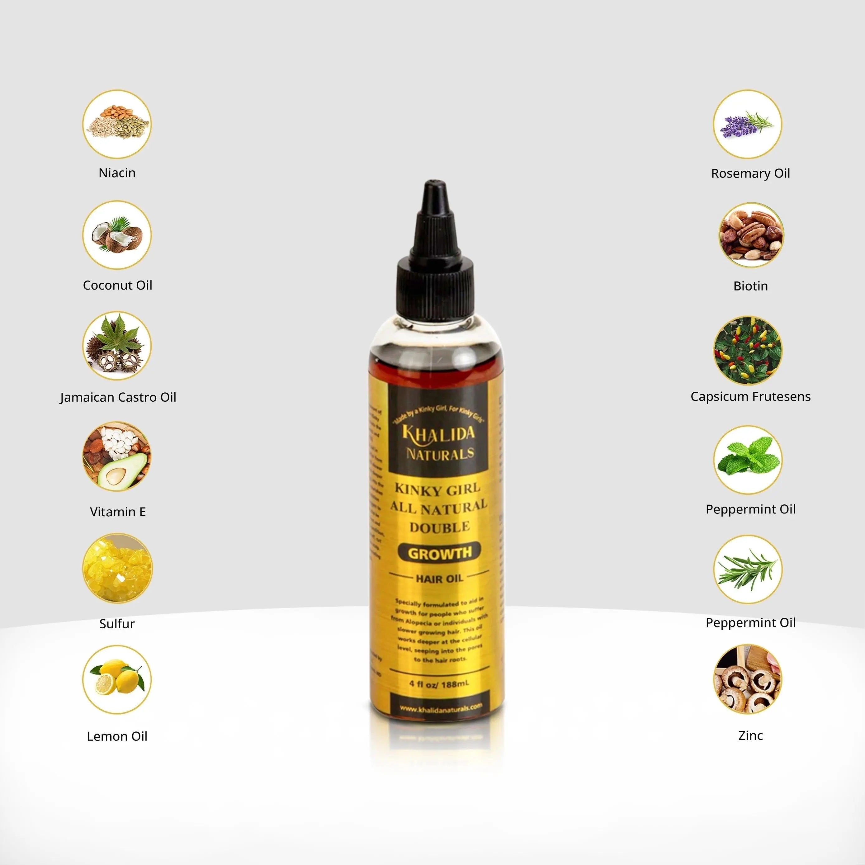 Rosemary + Cayenne Pepper Hair & Beard Growth Oil KhalidaNaturals