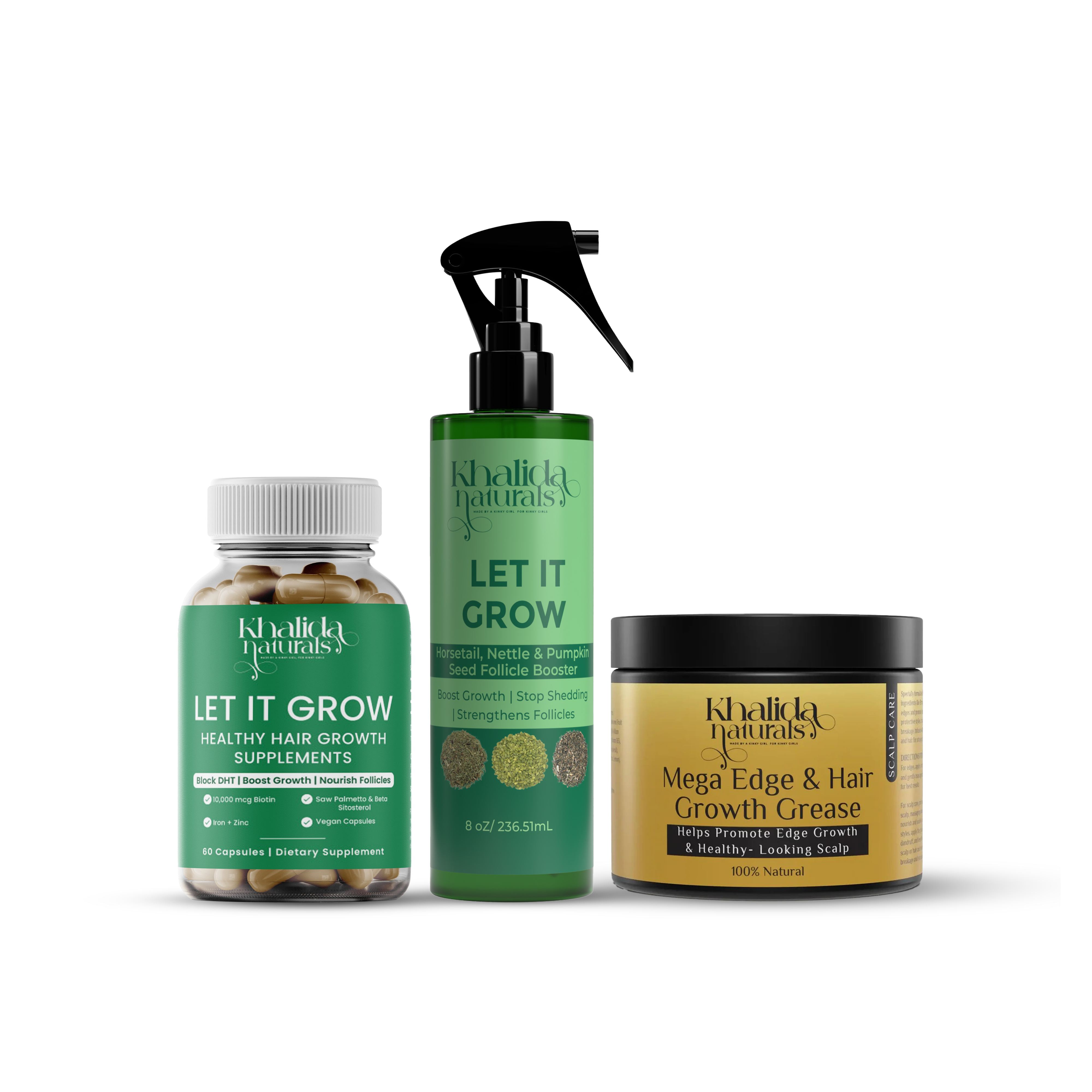 I Want to Grow My Hair & Edges Bundle KhalidaNaturals