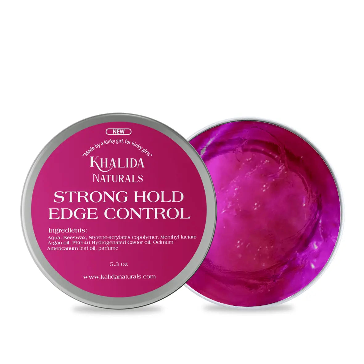 KhalidaNaturals Strong hold edge control for smooth, long-lasting edges, perfect for natural, coily, and kinky hair without flaking or buildup. 4C Hair, Natural hair edge control