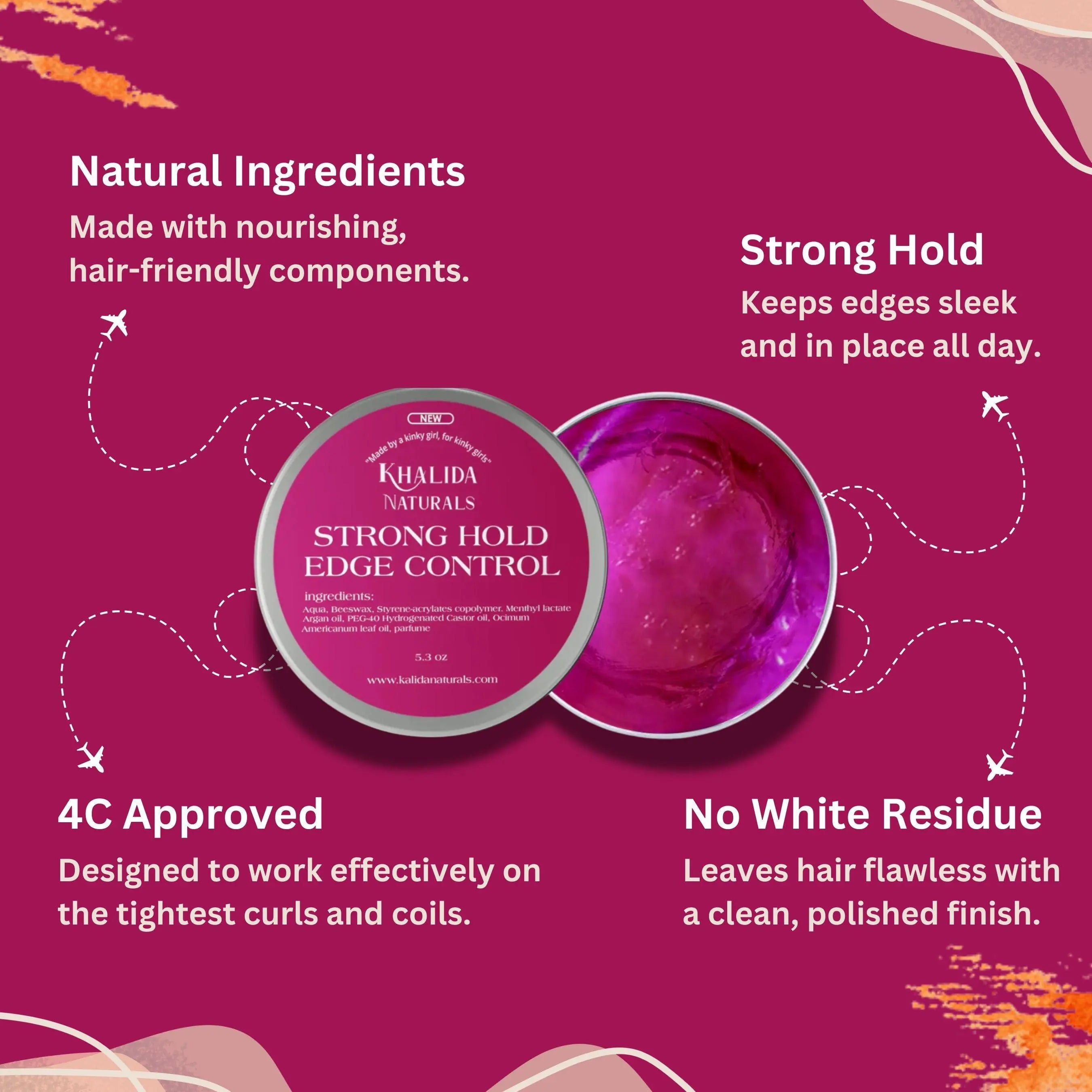 Kinky Hair- Strong Hold Edge Control KhalidaNaturals