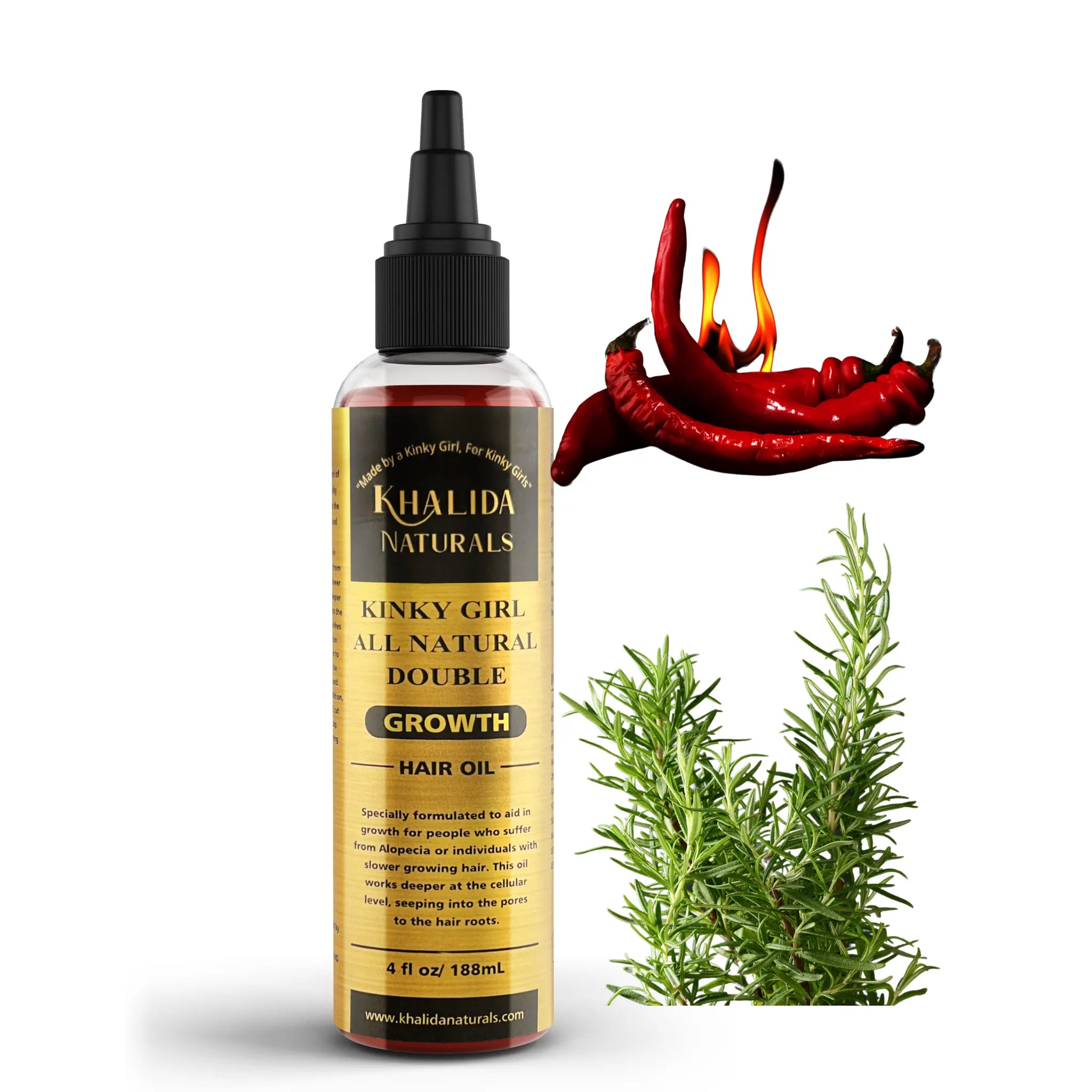 Rosemary + Cayenne Pepper Hair & Beard Growth Oil KhalidaNaturals