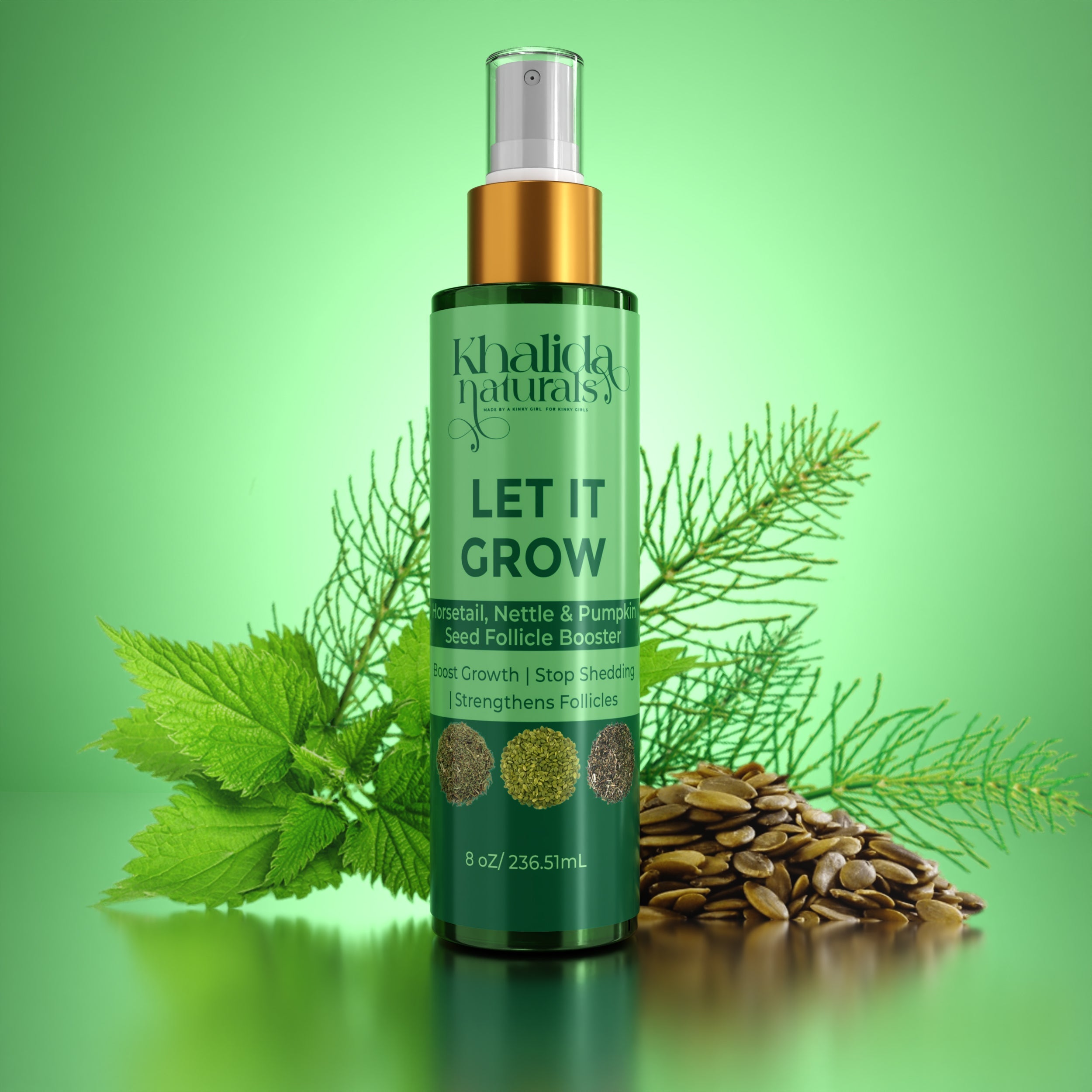 Let It Grow: Horsetail, Nettle & Pumpkin Seed Follicle Booster KhalidaNaturals