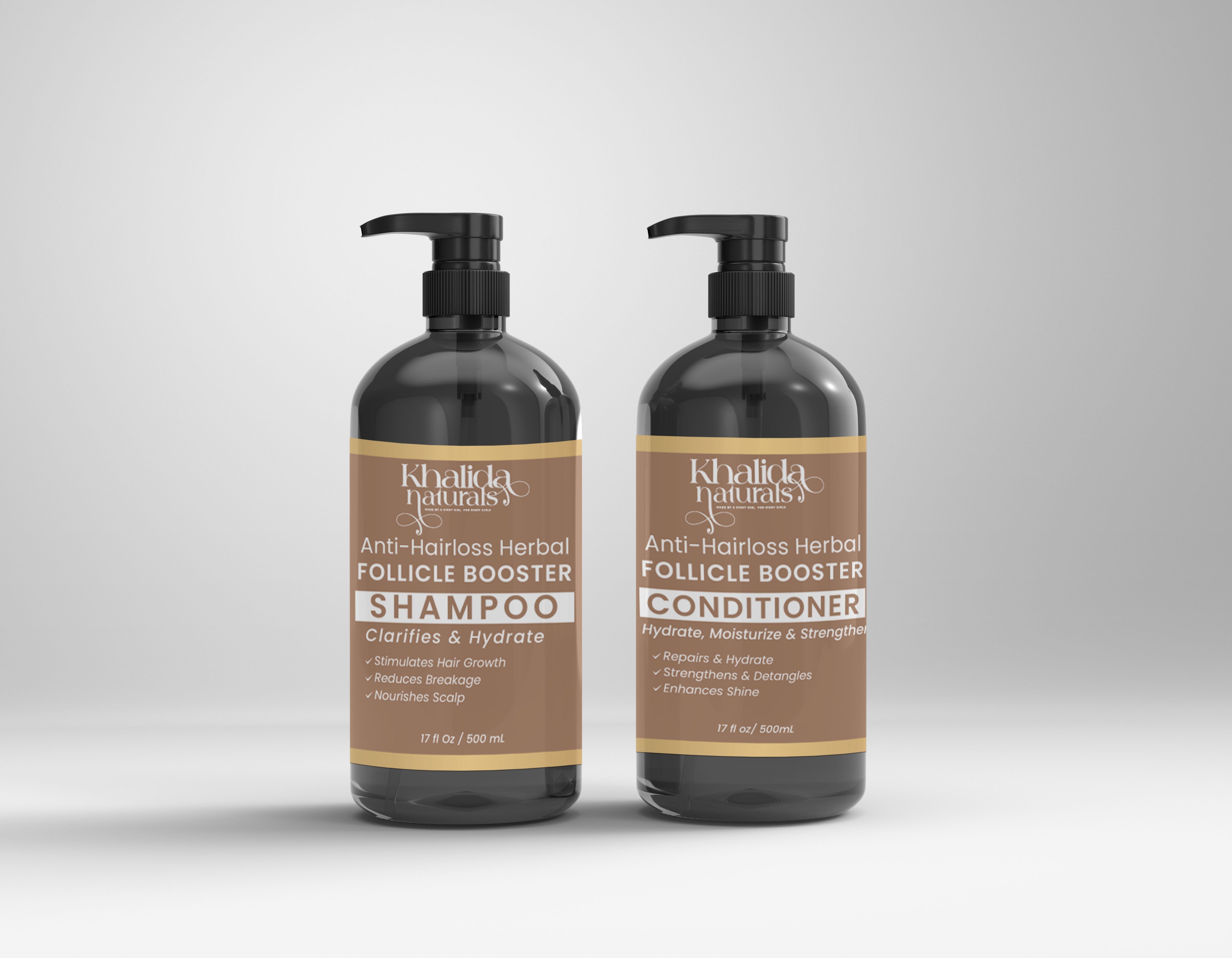 Anti Hair Loss Herbal Follicles Booster Shampoo & Conditioner KhalidaNaturals